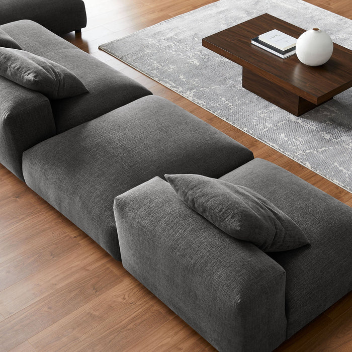 Solace 4-Piece Modular Upholstered Fabric Sectional Sofa With Ottoman by Modway - detail close-up