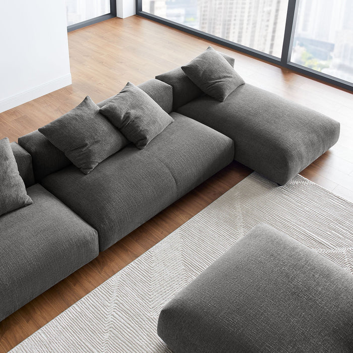 Solace 4-Piece Modular Upholstered Fabric Sectional Sofa With Ottoman by Modway - back view