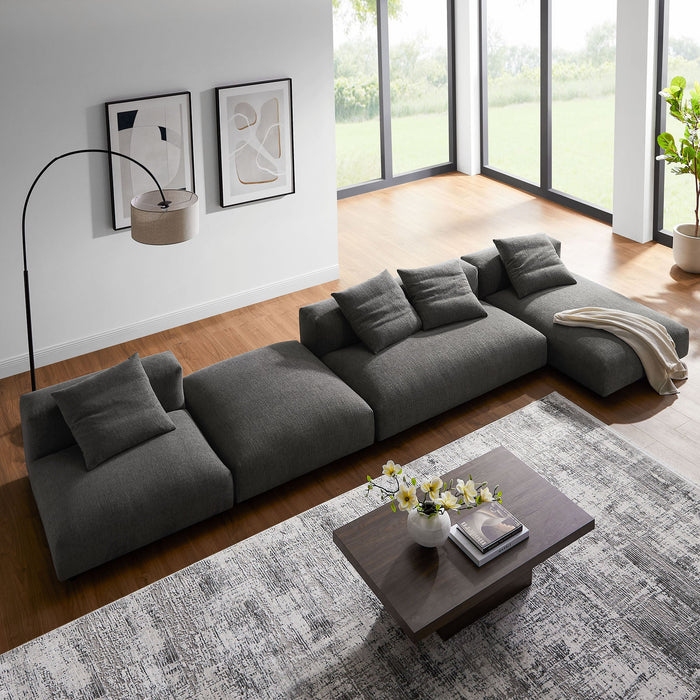 Solace 4-Piece Modular Upholstered Fabric Sectional Sofa With Ottoman by Modway - specifications diagram