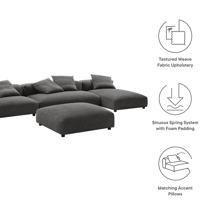Solace 4-Piece Modular Upholstered Fabric Sectional Sofa With Ottoman by Modway - side view