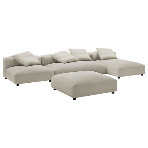 Solace 4-Piece Modular Upholstered Fabric Sectional Sofa With Ottoman by Modway - view 19