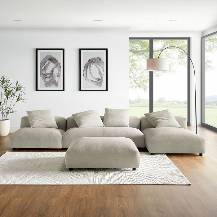 Solace 4-Piece Modular Upholstered Fabric Sectional Sofa With Ottoman by Modway - view 18