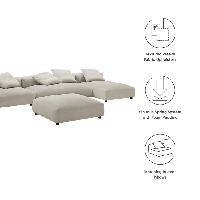 Solace 4-Piece Modular Upholstered Fabric Sectional Sofa With Ottoman by Modway - view 20