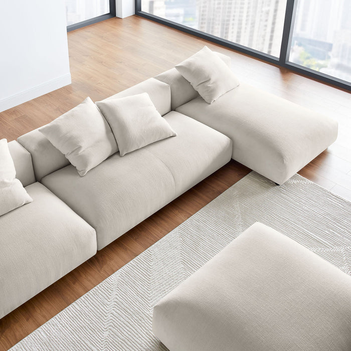 Solace 4-Piece Modular Upholstered Fabric Sectional Sofa With Ottoman sectional sofa back view