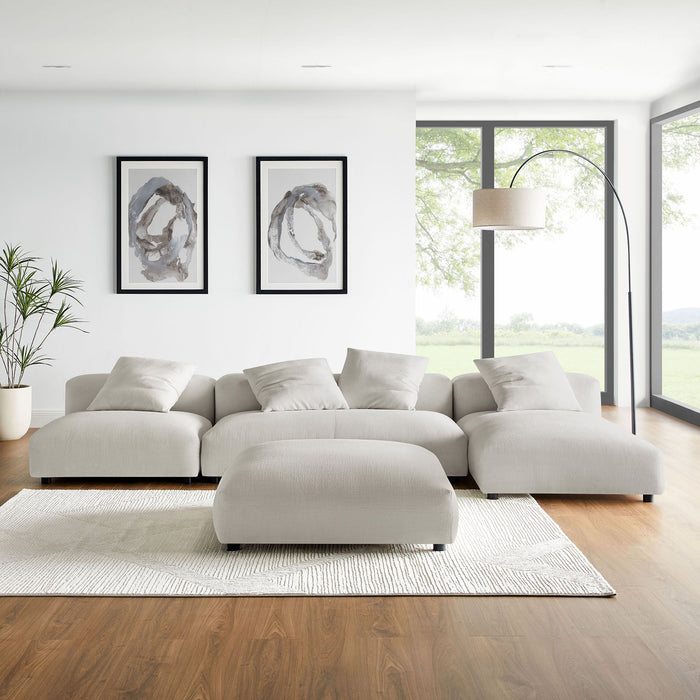 Solace 4-Piece Modular Upholstered Fabric Sectional Sofa With Ottoman sectional sofa detail close-up
