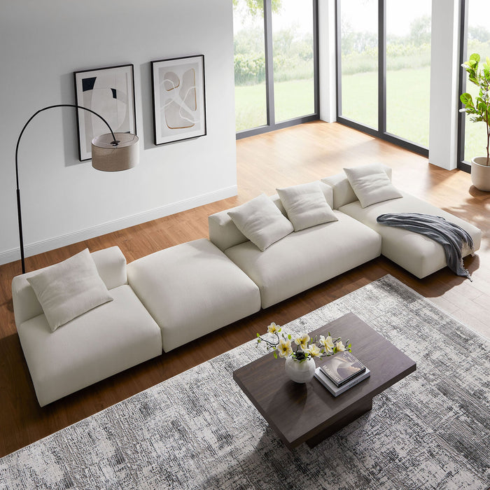 Solace 4-Piece Modular Upholstered Fabric Sectional Sofa With Ottoman sectional sofa seating detail