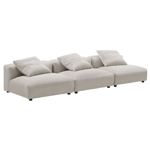 Solace 3-Piece Modular Corduroy Upholstered Sofa - alternate angle view
