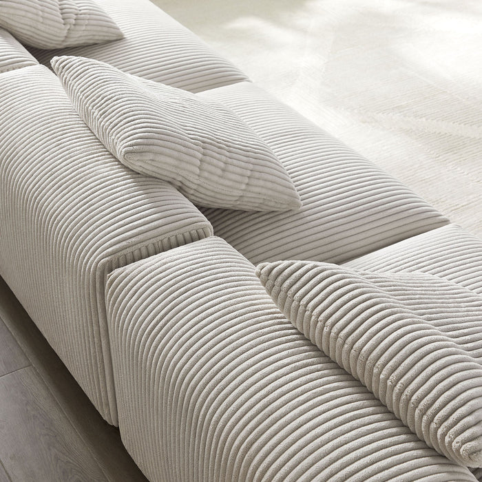 Solace 3-Piece Modular Corduroy Upholstered Sofa - in lifestyle setting