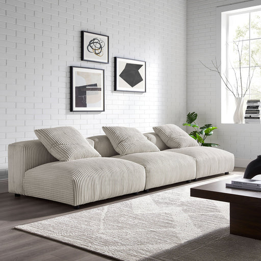 Solace 3-Piece Modular Corduroy Upholstered Sofa - Modway \living\sectionals