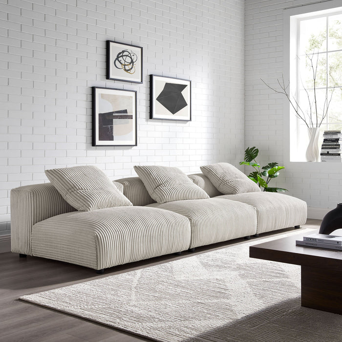 Solace 3-Piece Modular Corduroy Upholstered Sofa - Modway \living\sectionals