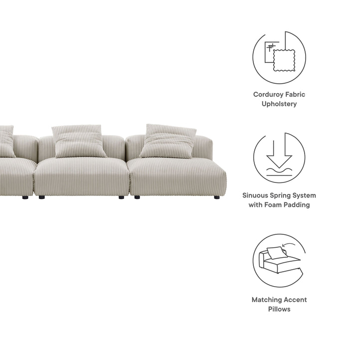 Solace 3-Piece Modular Corduroy Upholstered Sofa - detail close-up