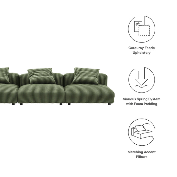 Solace 3-Piece Modular Corduroy Upholstered Sofa - view 11