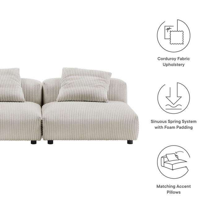 Solace 2-Piece Modular Corduroy Upholstered Sofa - detail close-up