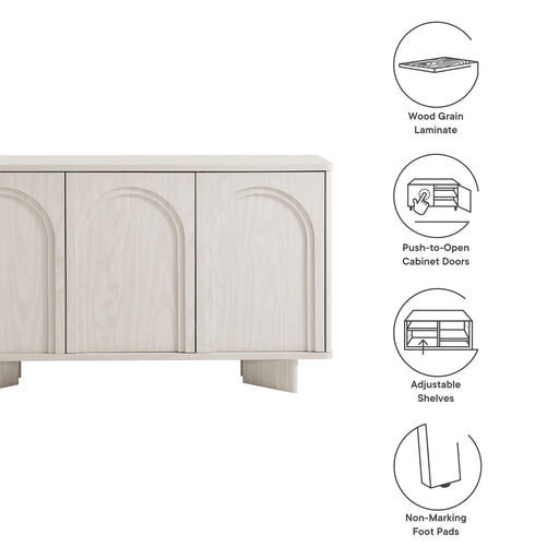 Modway Flux Arched 3-Door Sideboard Living Room Furniture in White - Side View