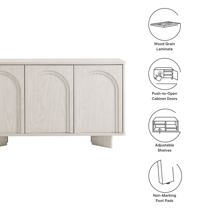 Modway Flux Arched 3-Door Sideboard Living Room Furniture in White - Side View