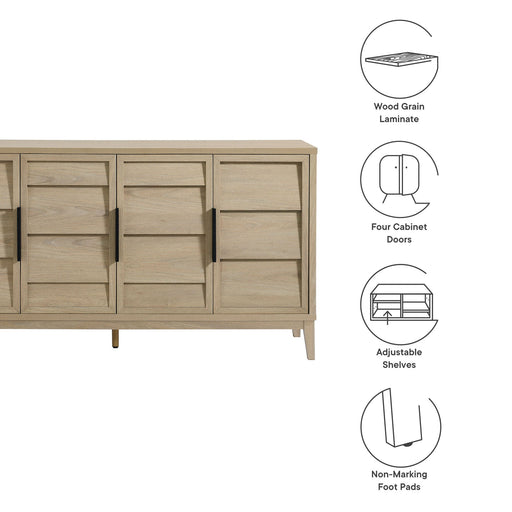 Modway Sinya 4-Door Sideboard Living Room Furniture in Brown - Side View