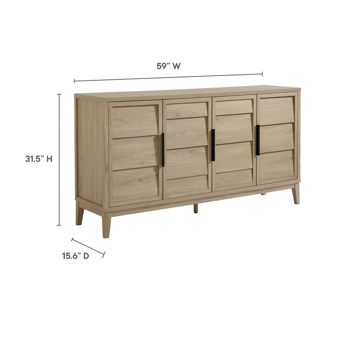 Modway Sinya 4-Door Sideboard Living Room Furniture in Brown - Detail View