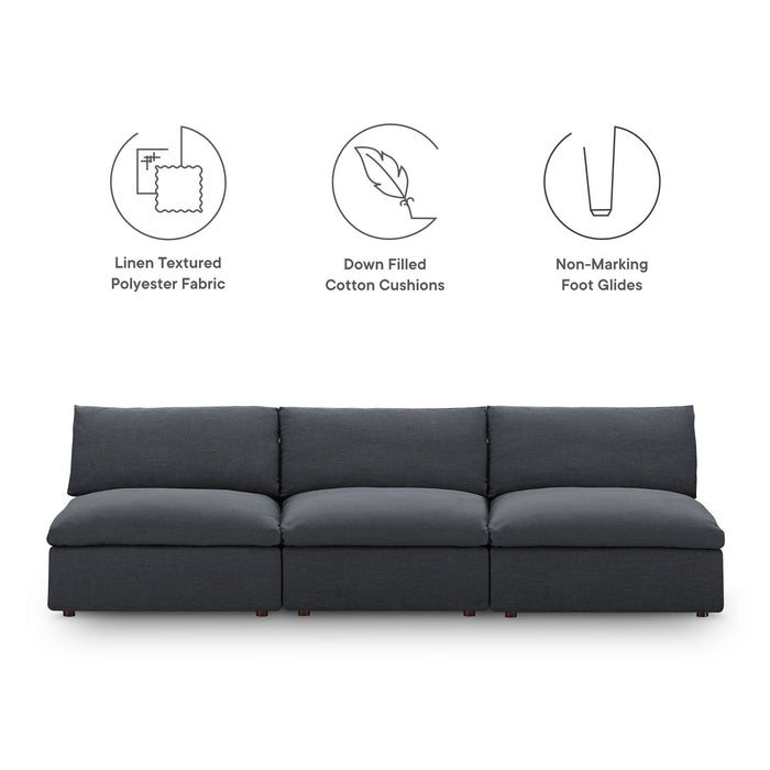 Commix Down Filled Overstuffed 3-Piece Armless Sectional Sofa