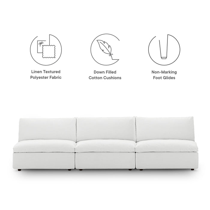 Commix Down Filled Overstuffed 3-Piece Armless Sectional Sofa