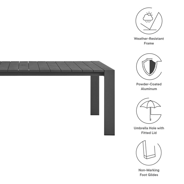 Tahoe Rectangular Outdoor Patio Aluminum Dining Table Gray