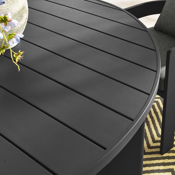 Tahoe Round Outdoor Patio Aluminum Dining Table Gray