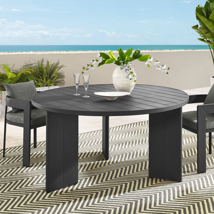 Tahoe Round Outdoor Patio Aluminum Dining Table Gray