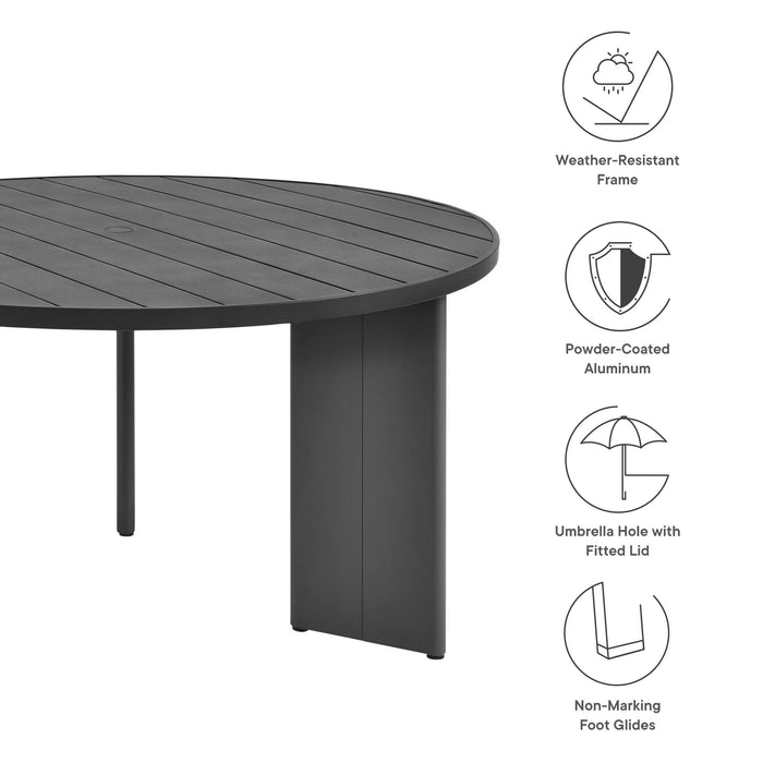 Tahoe Round Outdoor Patio Aluminum Dining Table Gray