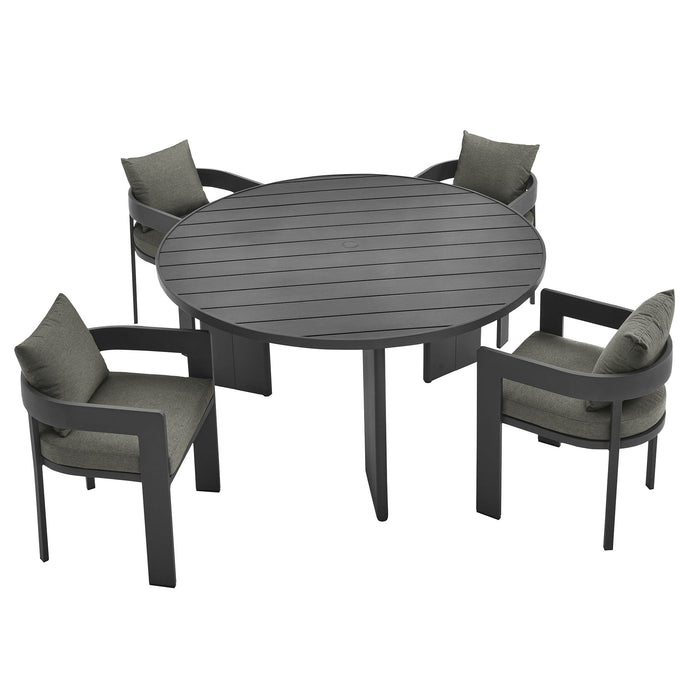 Modway Tahoe 5-Piece Outdoor Patio Aluminum Dining Set in Gray