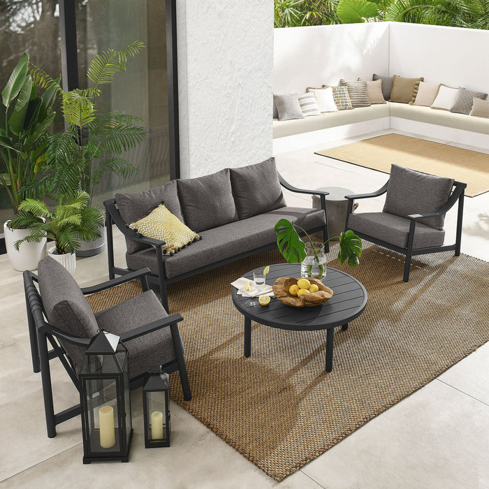 Terrace 4-Piece Outdoor Patio Aluminum Furniture Set Carbon Graphite