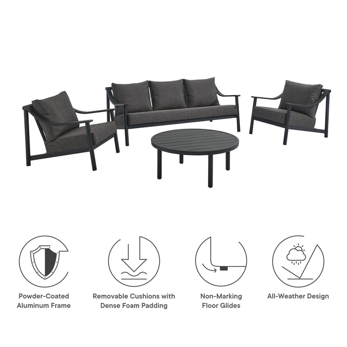 Terrace 4-Piece Outdoor Patio Aluminum Furniture Set Carbon Graphite