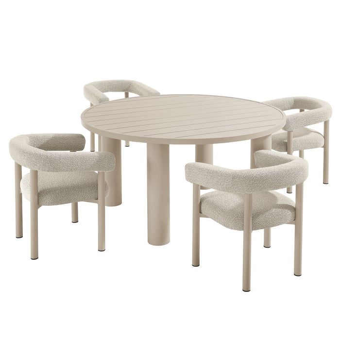 Nautica 5-Piece Round Outdoor Patio Aluminum Dining Table and Chairs Set