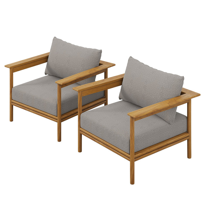 Wren Outdoor Patio Teak Wood Armchair Set of 2