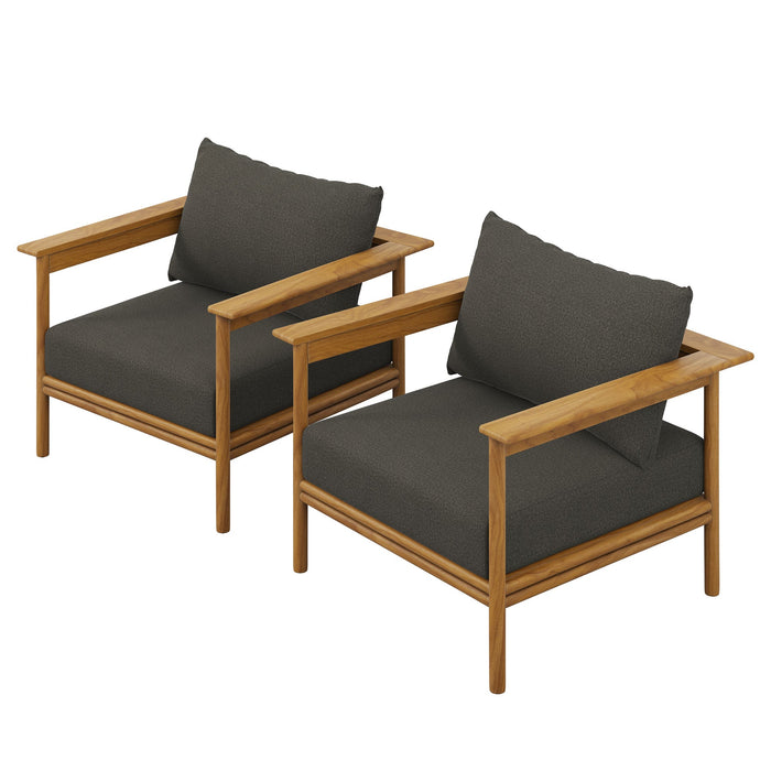 Wren Outdoor Patio Teak Wood Armchair Set of 2