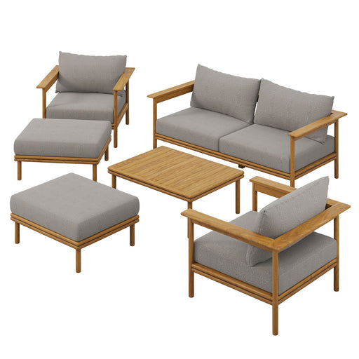 Modway Wren 6-Piece Outdoor Patio Teak Wood Furniture Set - View 27