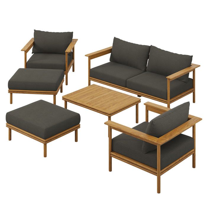Wren 6-Piece Outdoor Patio Teak Wood Furniture Set
