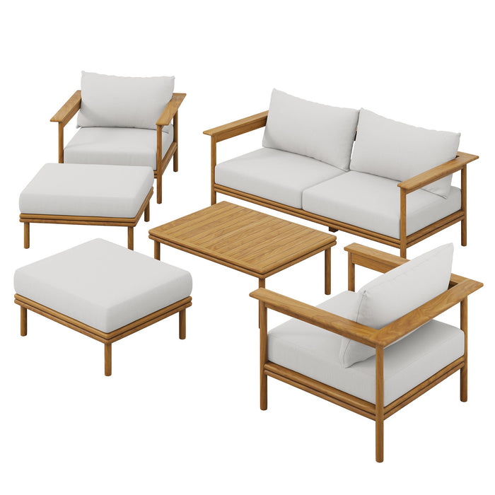 Wren 6-Piece Outdoor Patio Teak Wood Furniture Set