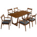 Solara 7-Piece Wood Dining Set Walnut Black / Armchiars