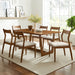 Solara 7-Piece Wood Dining Set Walnut Heathered Weave Beige / Side Chairs