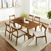 Solara 7-Piece Wood Dining Set Walnut Heathered Weave Beige / Side Chairs
