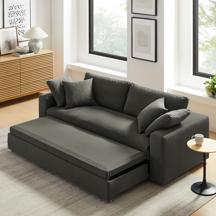 Commix Down Filled Overstuffed Sleeper Sofa Gray