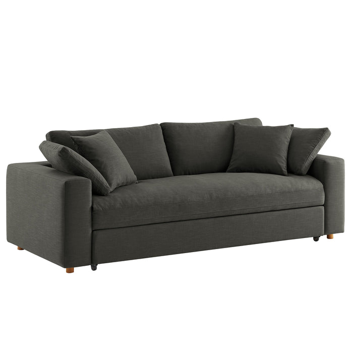 Commix Down Filled Overstuffed Sleeper Sofa Gray