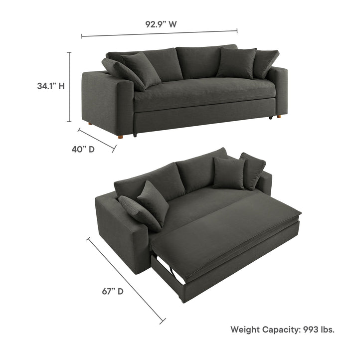 Commix Down Filled Overstuffed Sleeper Sofa Gray