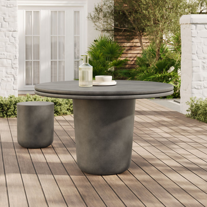 Brion 48" Indoor - Outdoor Patio Concrete Round Dining Table Gray