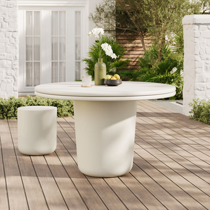 Brion 48" Indoor - Outdoor Patio Concrete Round Dining Table White