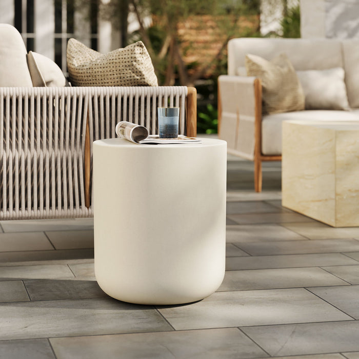 Brion Indoor - Outdoor Patio Concrete Stool White