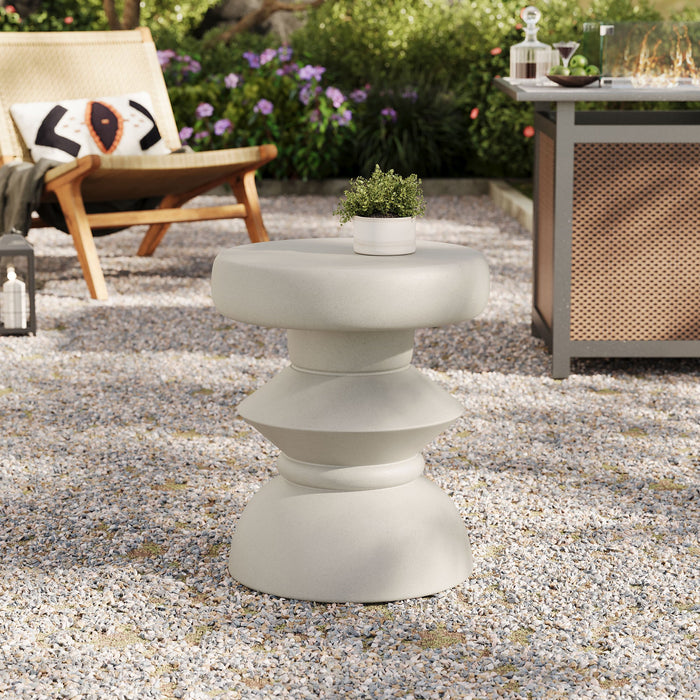 Modway Terza Indoor - Outdoor Patio Concrete Side Table Living Room Furniture - Close-Up