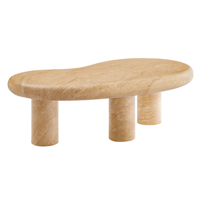 Elowen Indoor - Outdoor Patio Textured Faux Travertine Coffee Table