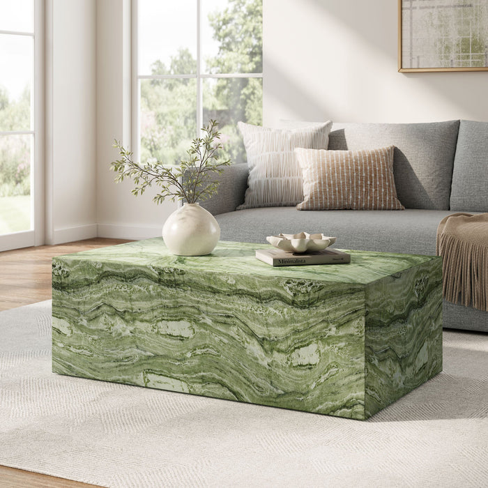 Modway Jordana Square Plinth Indoor - Outdoor Patio Concrete Coffee Table Living Room Furniture - Lifestyle View