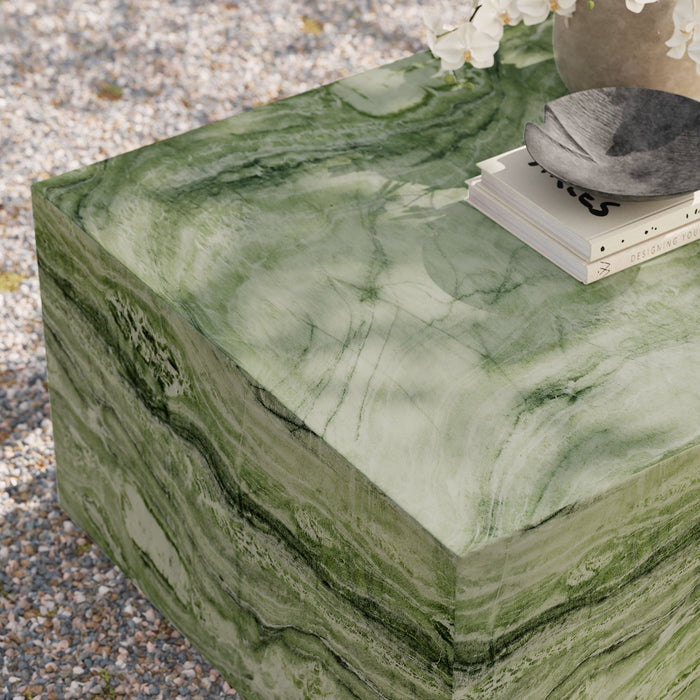 Modway Jordana Square Plinth Indoor - Outdoor Patio Concrete Coffee Table Living Room Furniture - Dimensions