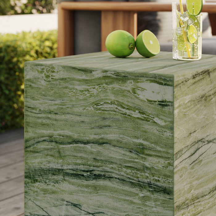 Modway Jordana Square Plinth Indoor - Outdoor Patio Concrete Side Table Living Room Furniture - Dimensions